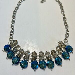 Simply Vera Multi Faceted Blue and Silver Beads 18” + 2” Ext Necklace Vera Wang